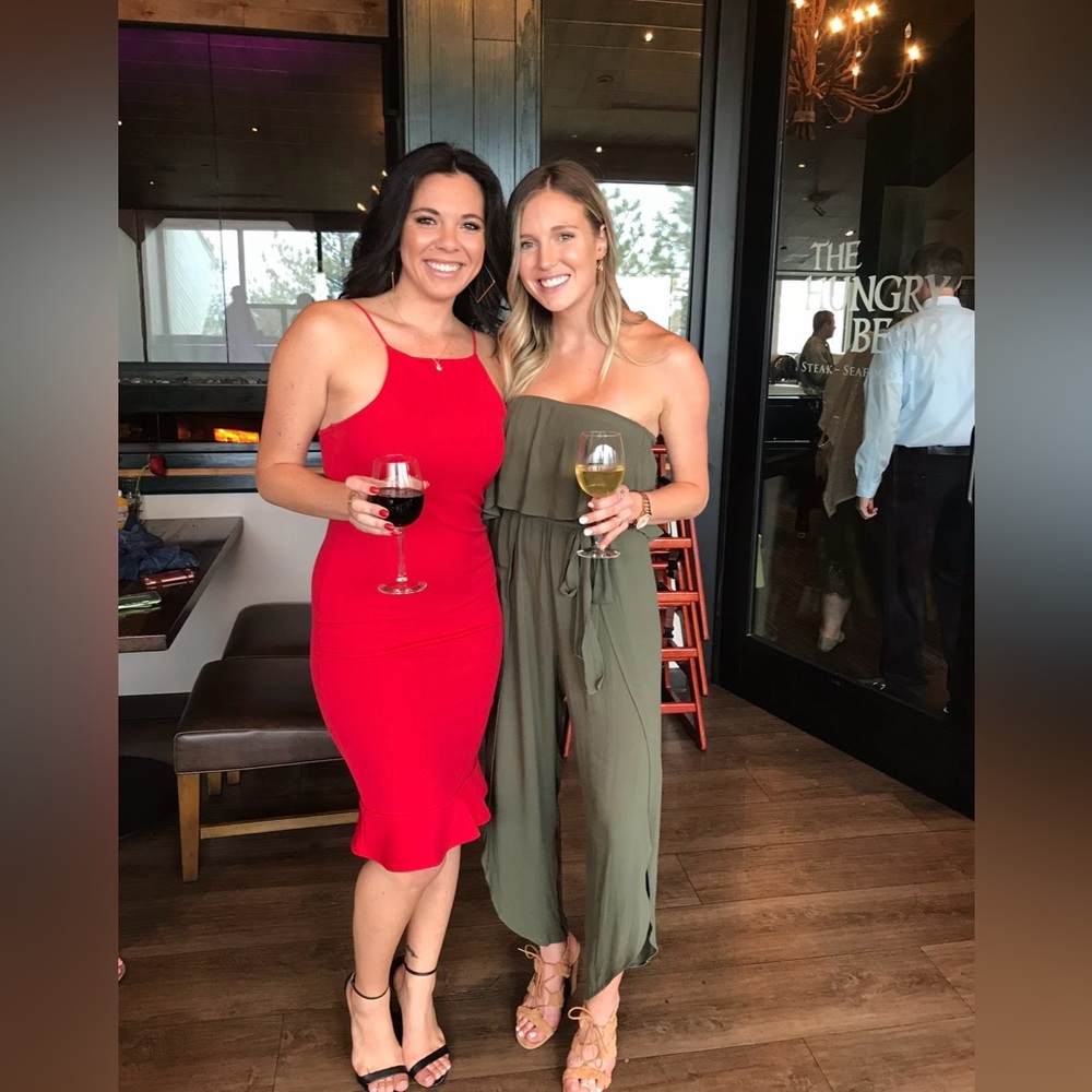 Olive Green Strapless Jumpsuit with Leg Slit